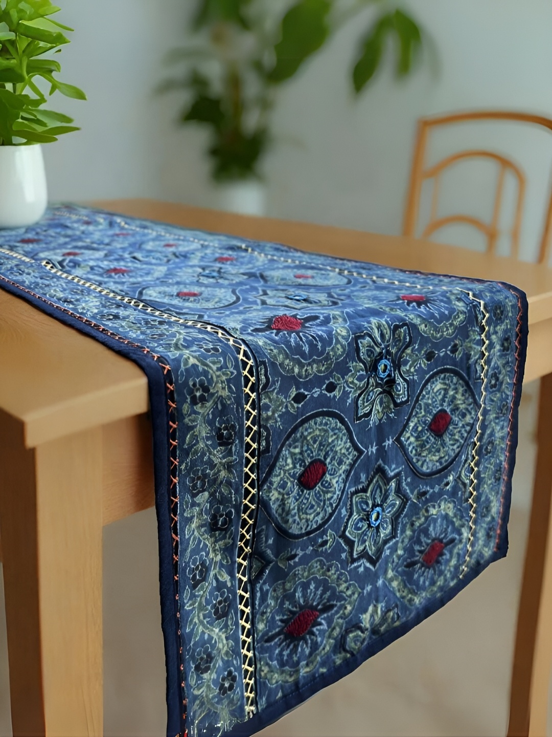 

Peepul Tree Blue & Beige Printed Pure Cotton Table Runner