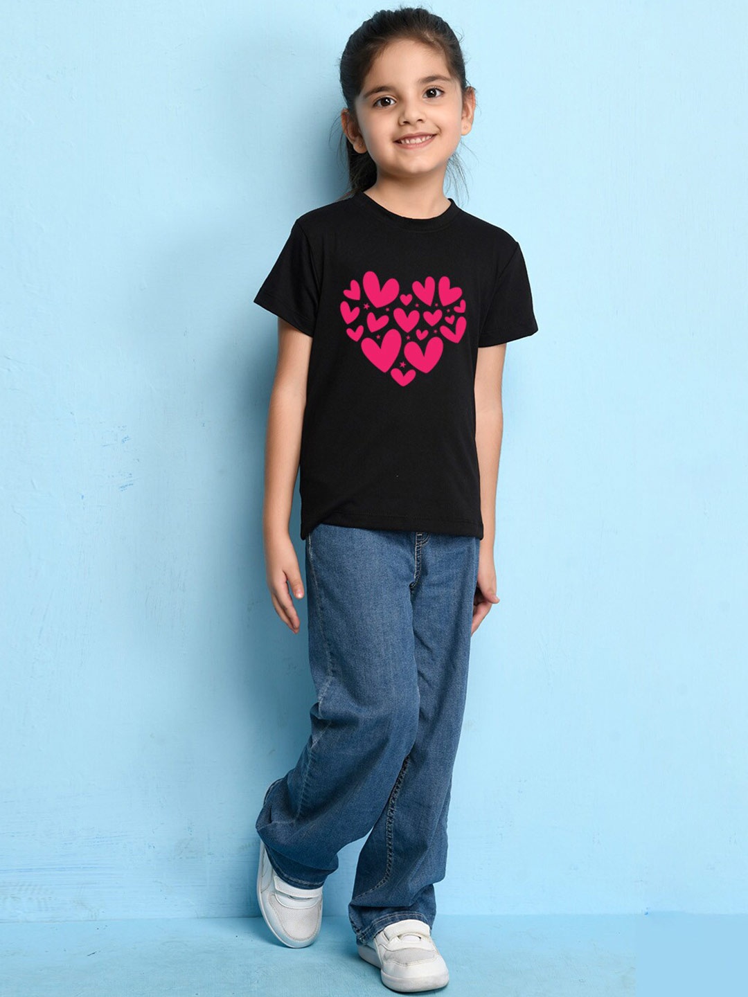 

NUSYL Girls Graphic Printed T-shirt, Black