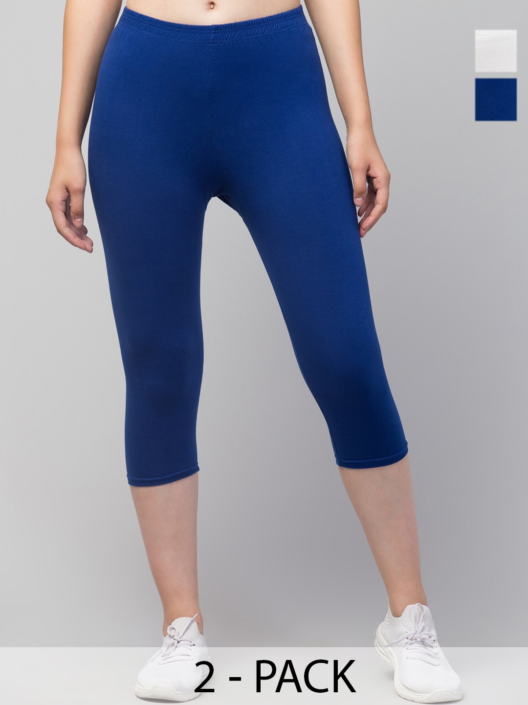 

Apraa & Parma Pack of 2 Skinny Fit Capris, Blue