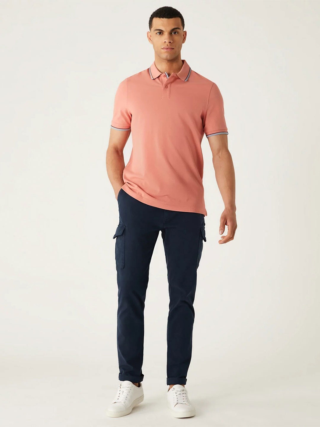 

Marks & Spencer Polo Collar Pure Cotton T-shirt, Coral
