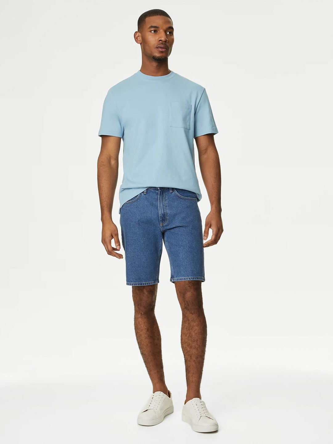 

Marks & Spencer Round Neck Pure Cotton T-shirt, Blue