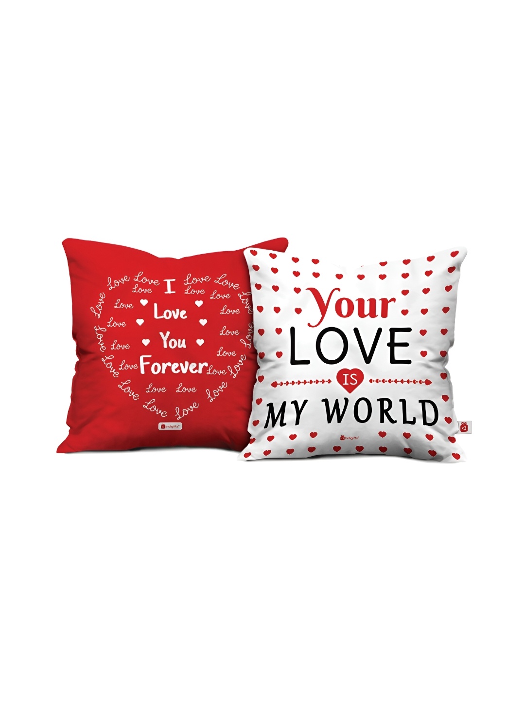 

Indigifts White & Red 2 Pieces Ethnic Motifs Square Cushion Covers