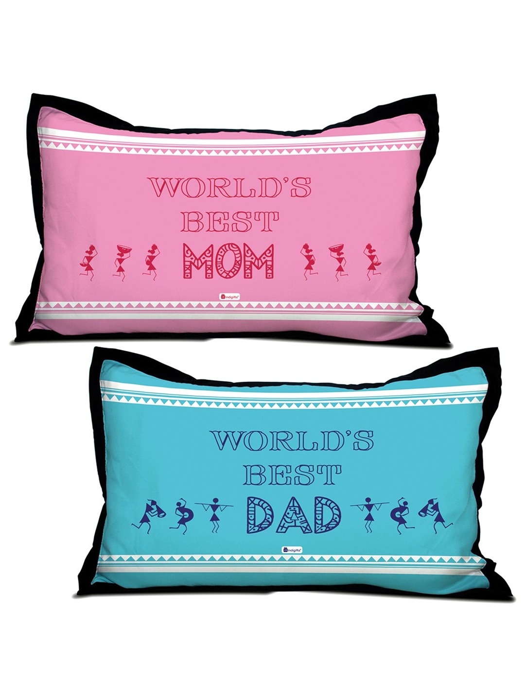 

Indigifts Blue & Pink 2 Pieces Ethnic Motifs Rectangle Cushion Covers