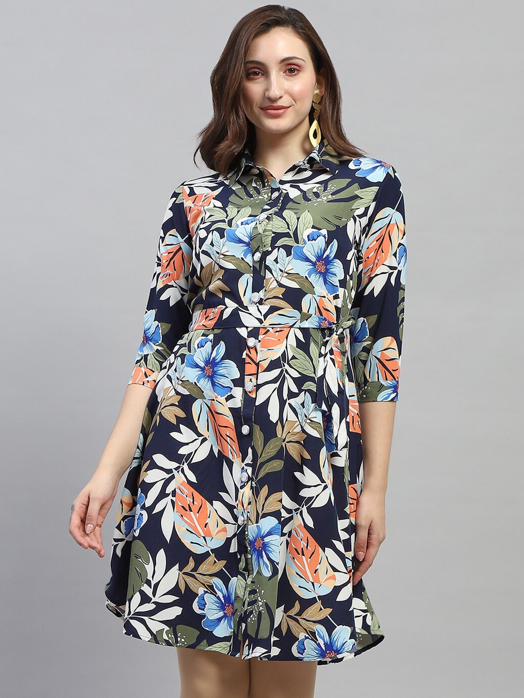 

Monte Carlo Floral Print Georgette Shirt Dress, Blue