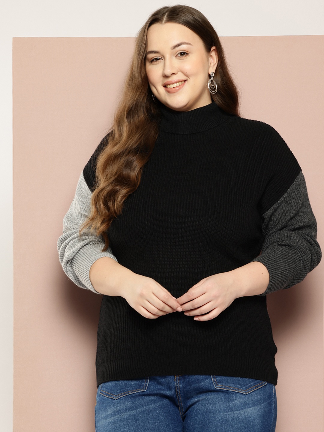 

Sztori Plus-Size Cable Knit Pullover, Black