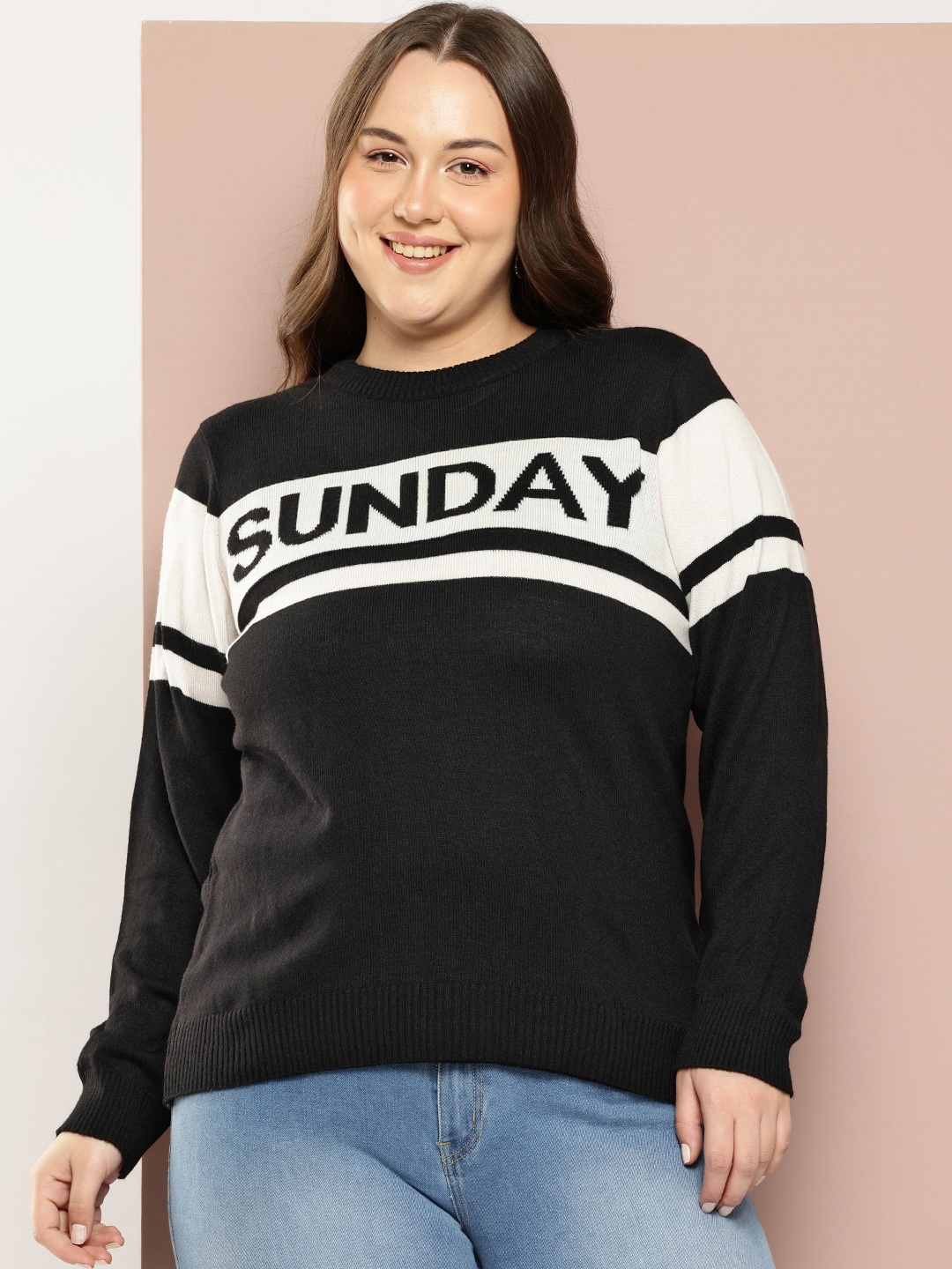 

Sztori Plus Size Typography Sweater, Black