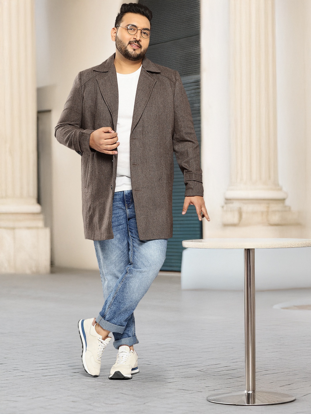 

Sztori Plus Size Single-Breasted Overcoat, Brown