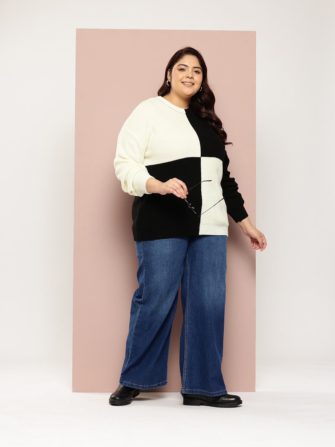 

Sztori Plus Size Colourblock Pullover, White