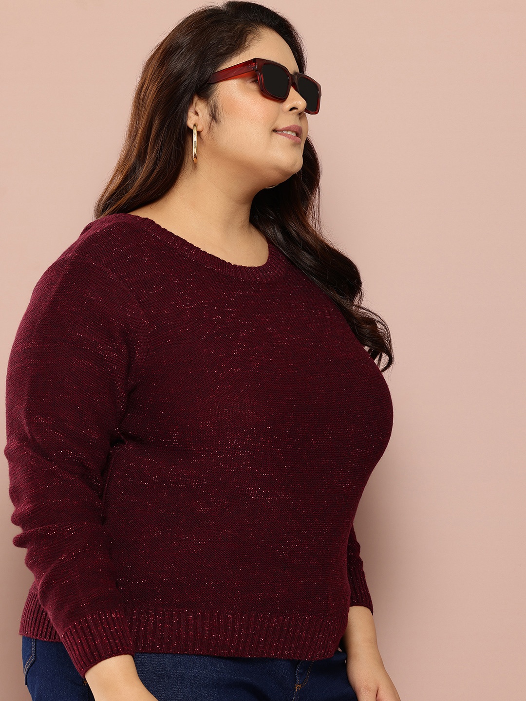 

Sztori Plus Size Back Tie-Up Pullover, Maroon