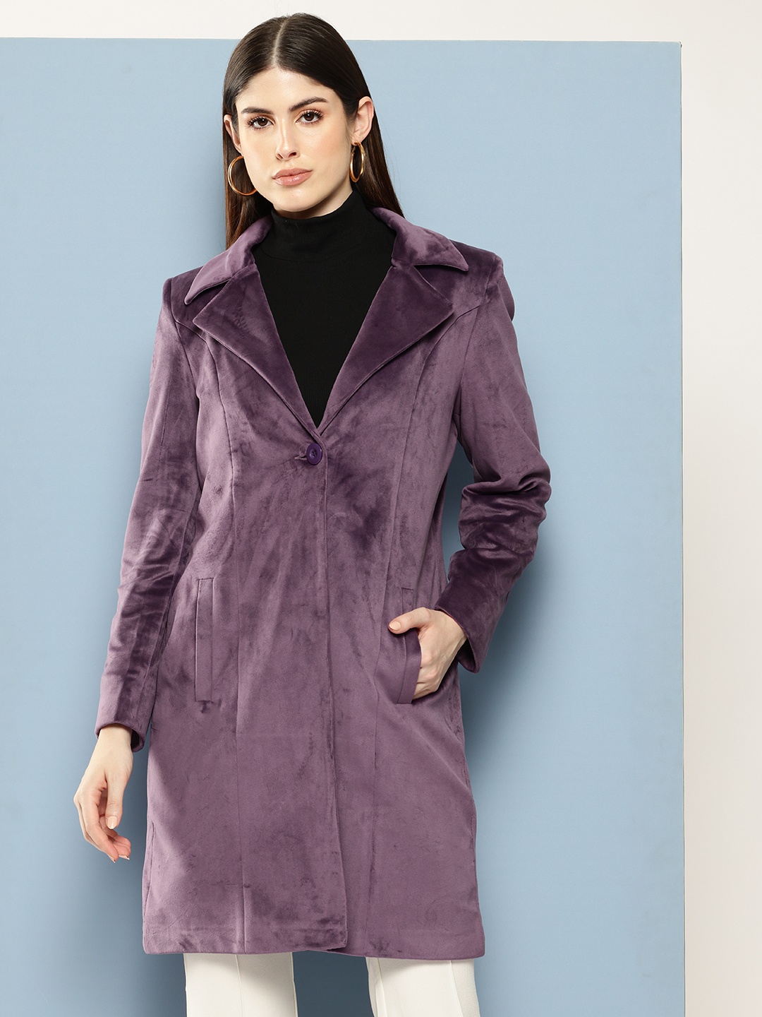 

Chemistry Velvet-Finish Single-Breasted Blazer, Burgundy