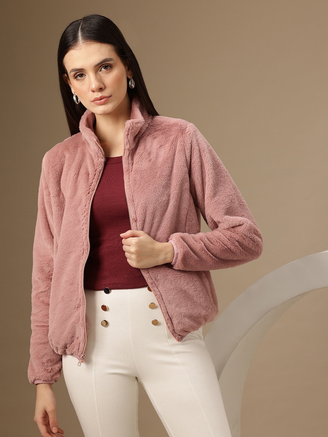 

Chemistry Faux-Fur Tailored Jacket, Rose