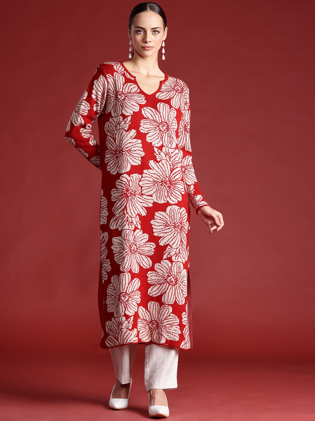 

all about you Floral Woven Design Kurta, Orange