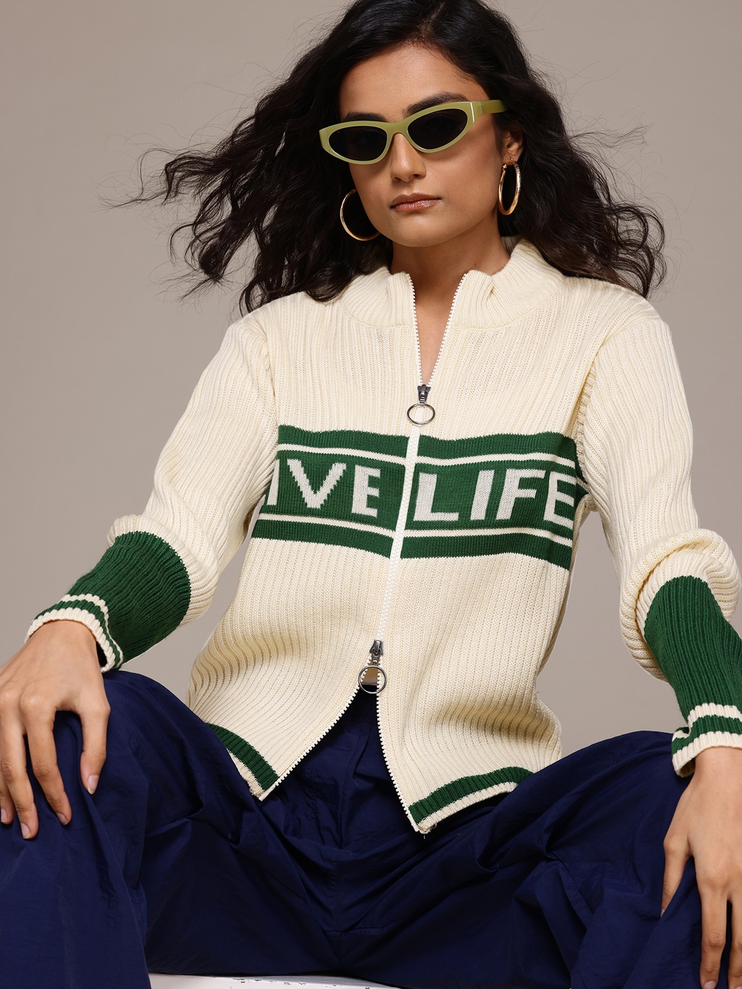 

Roadster The Lifestyle Co Women Typography Cardigan, Cream