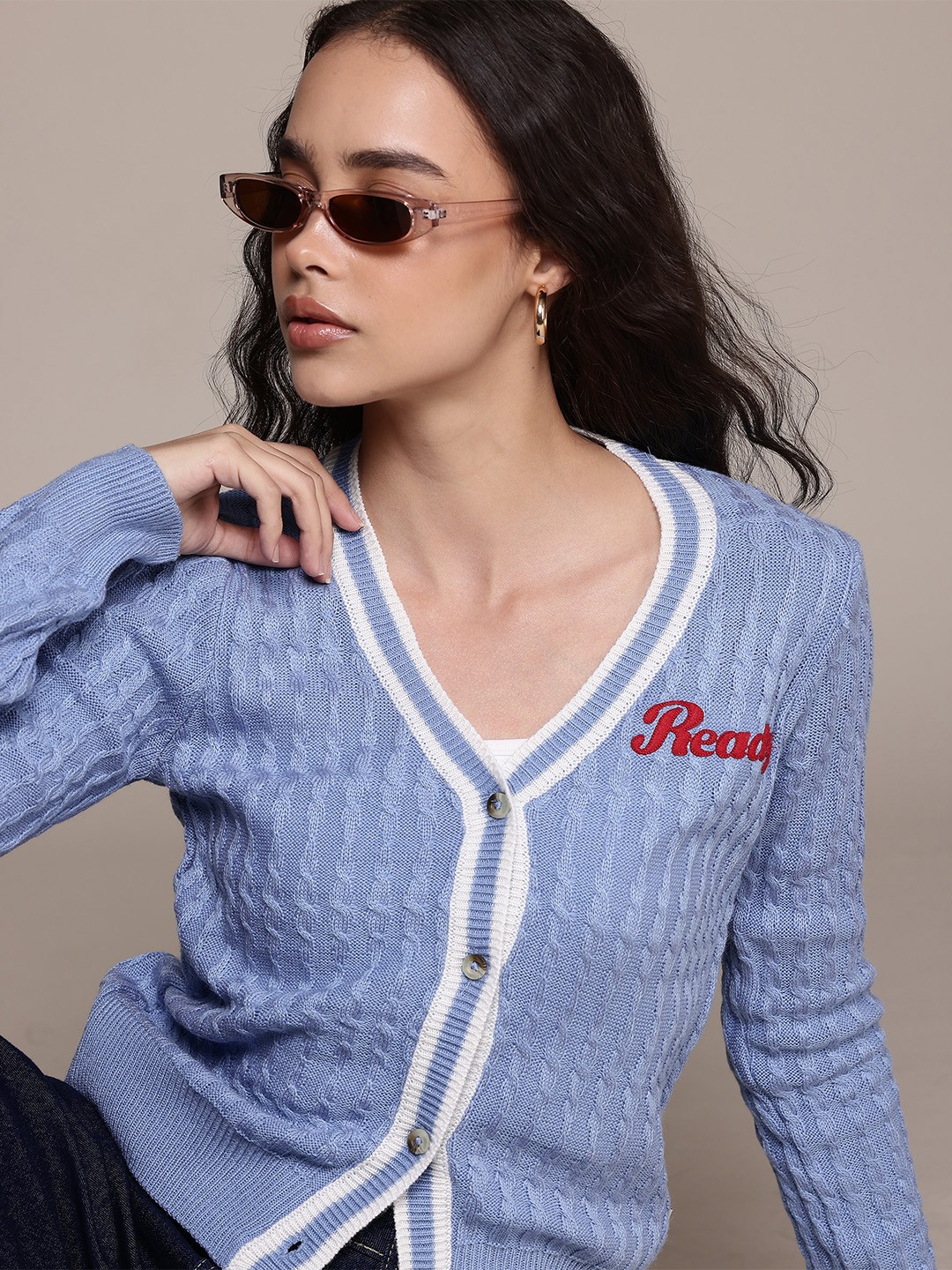 

The Roadster Lifestyle Co. Cable Knit Cardigan, Blue