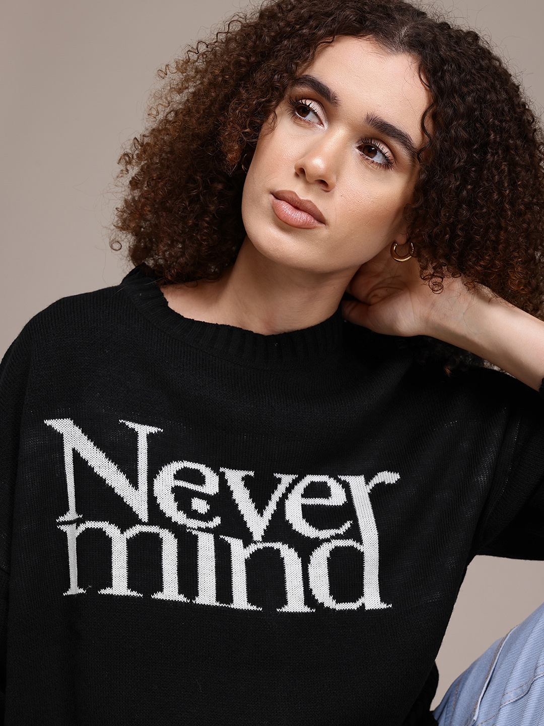 

The Roadster Lifestyle Co. Pure Acrylic Typography Sweater, Black