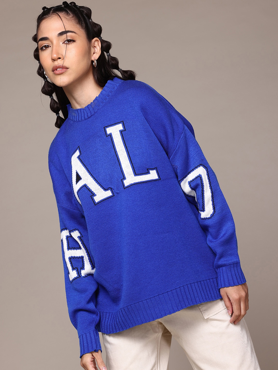 

Roadster The Lifestyle Co. Acrylic Typography Self Design Pullover, Blue