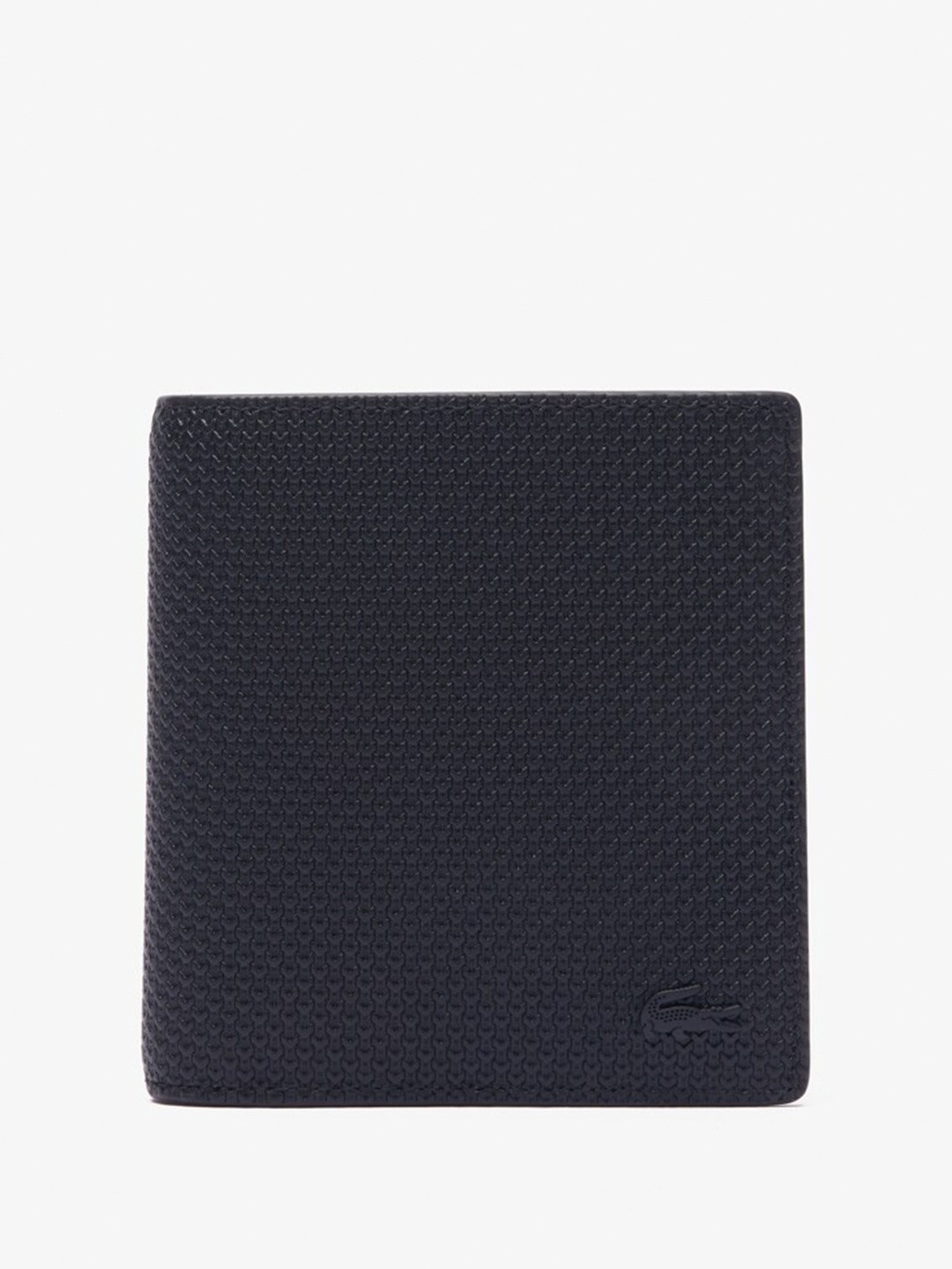 

Lacoste Men Brand Logo Textured Leather Two Fold Wallet, Black