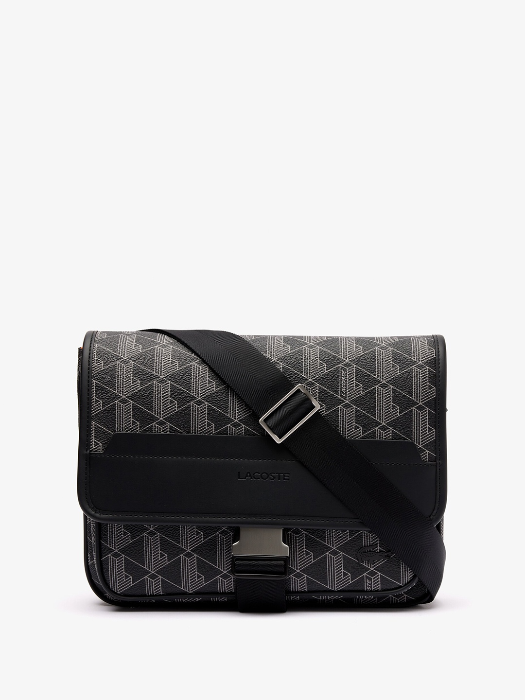 

Lacoste Men Printed Messenger Bag, Black