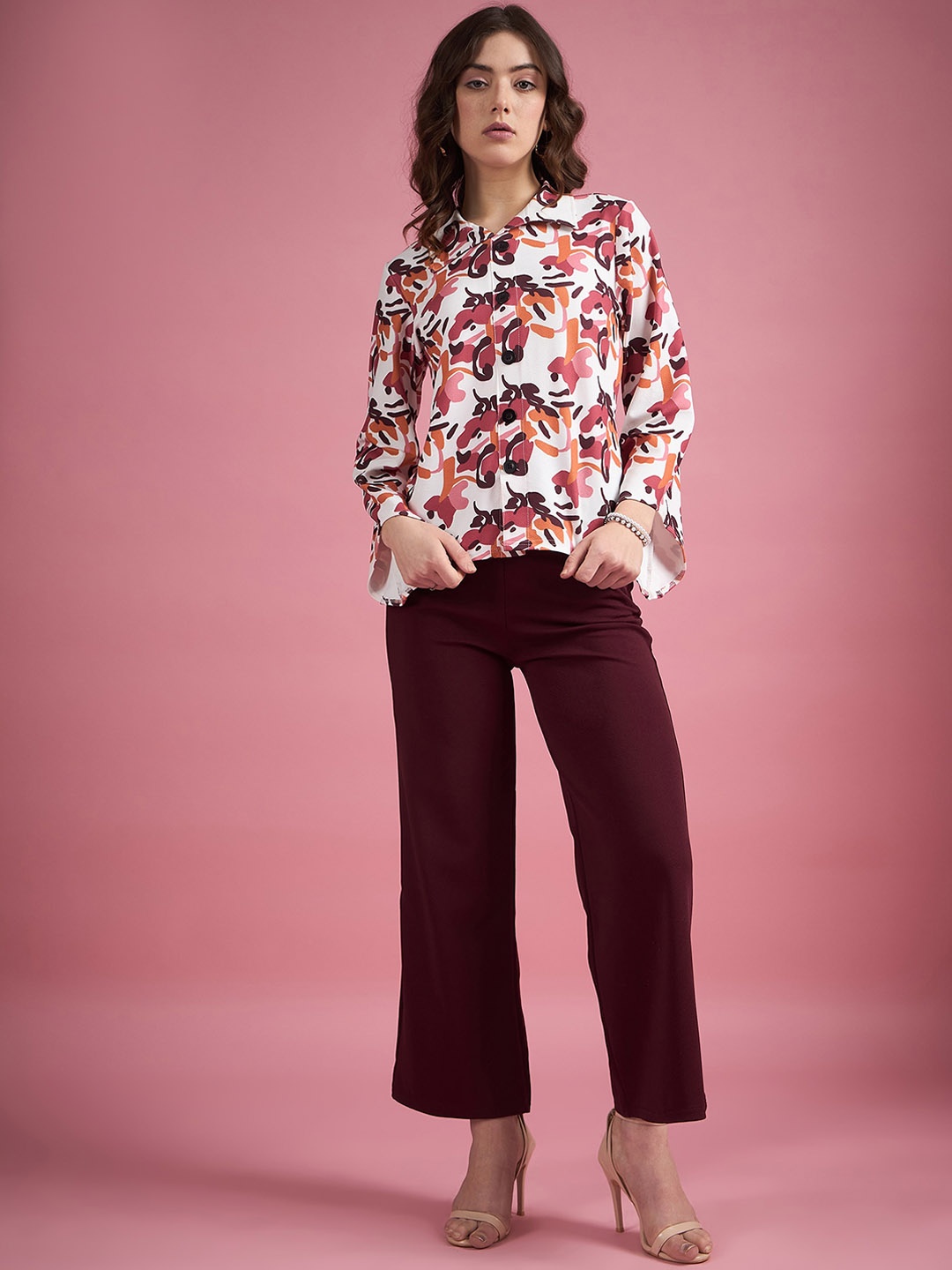 

DressBerry Maroon Abstract Printed Shirt & Trouser