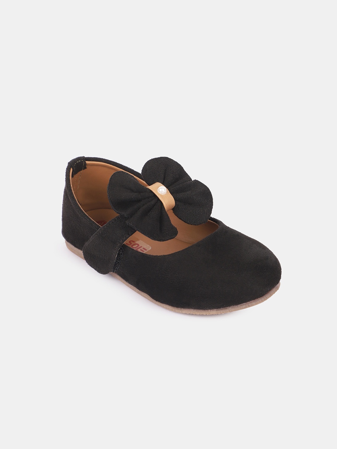 

Minesole Girls Round Toe Velvet Ballerinas, Black