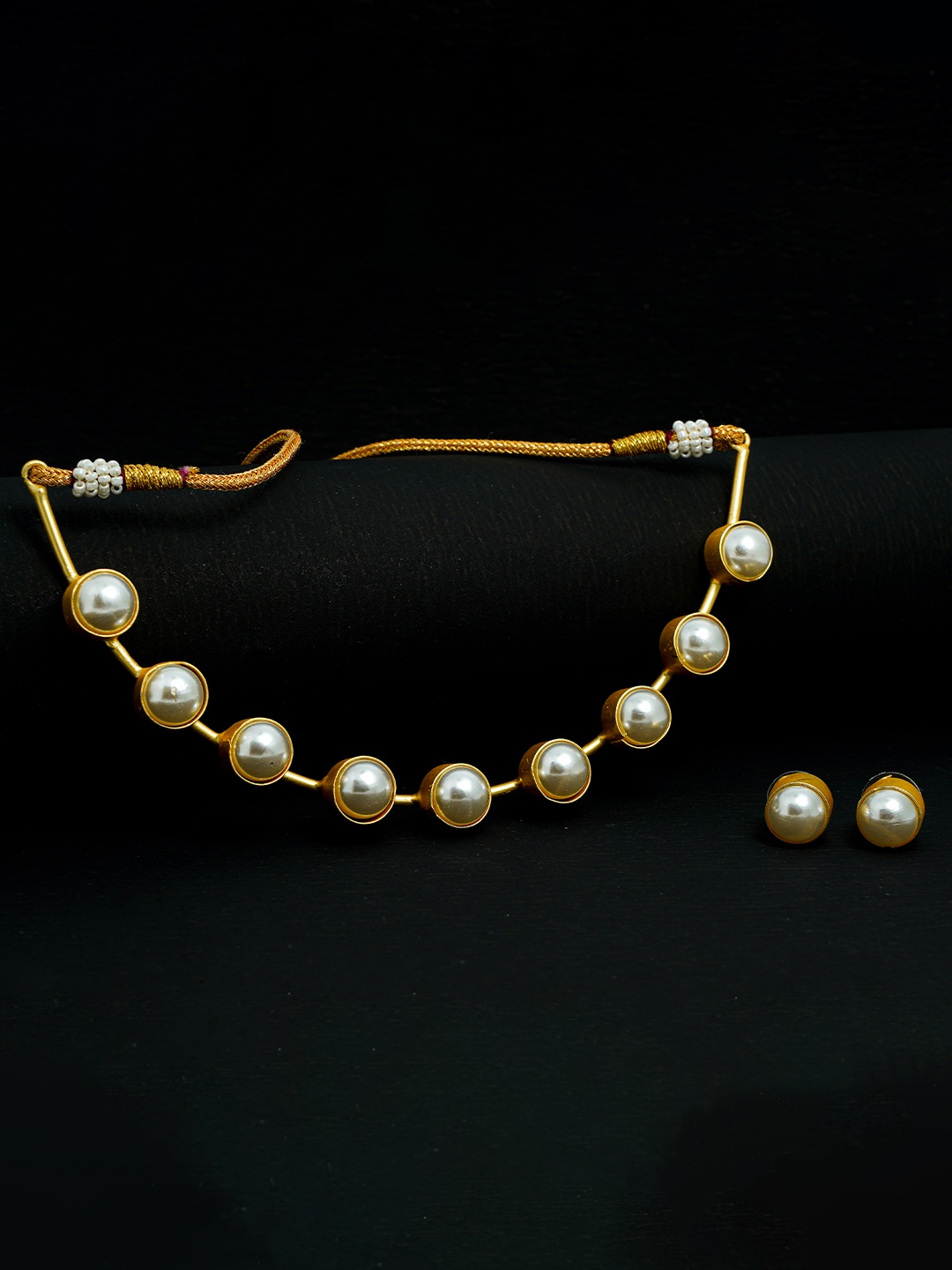 

VIRAASI Gold Plated Stone-Studded & Beaded Choker Jewellery Set