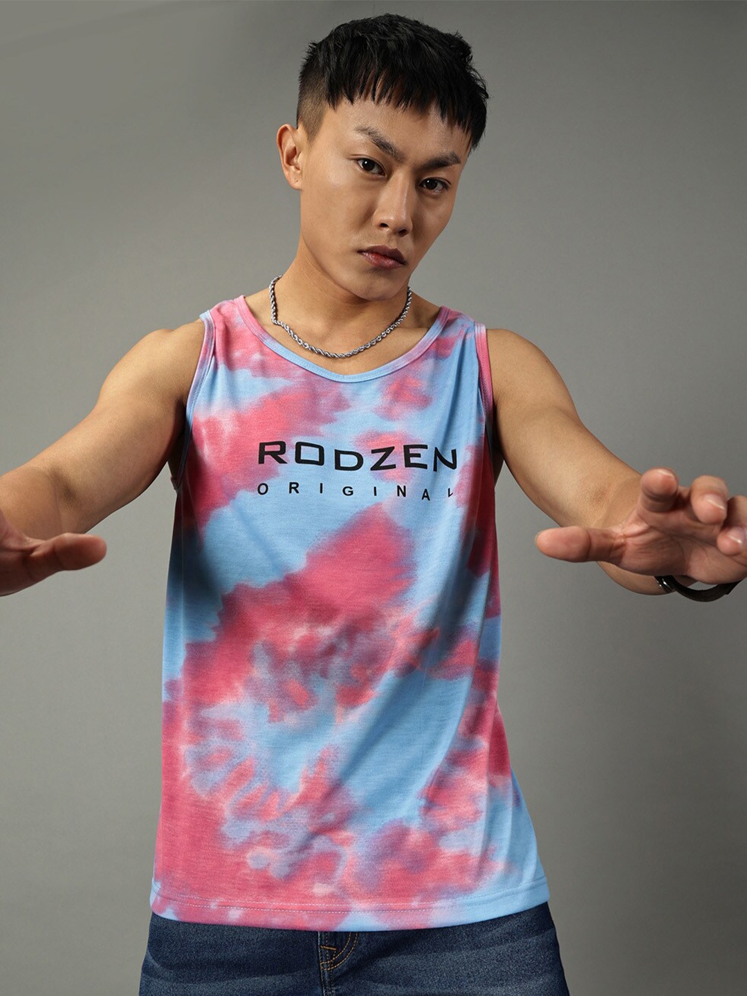 

Rodzen Typography Printed Sleeveless Cotton T-shirt, Purple