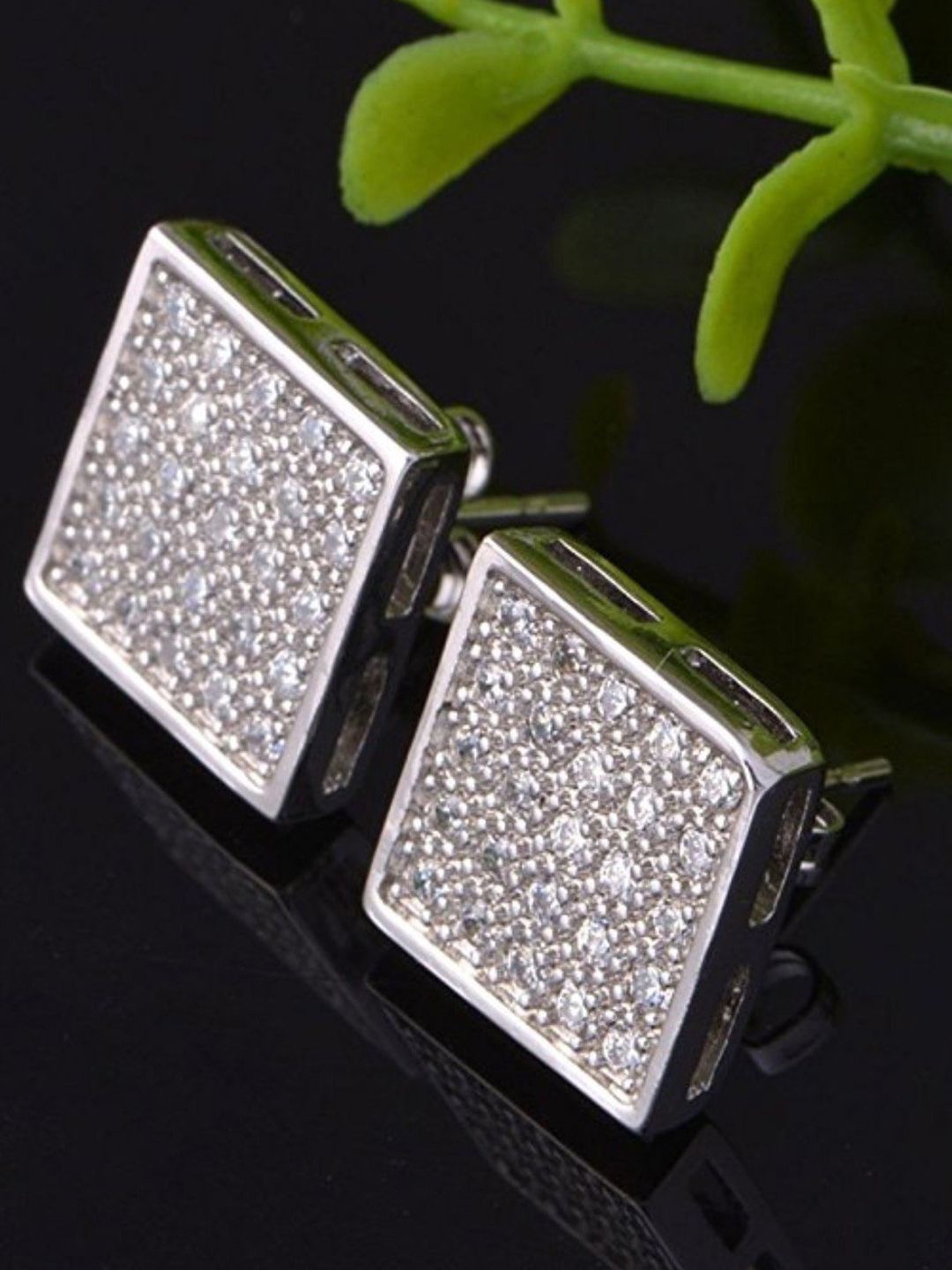 

VAGHBHATT Stainless Steel Cubic Zircona Classic Studs Earrings, Silver