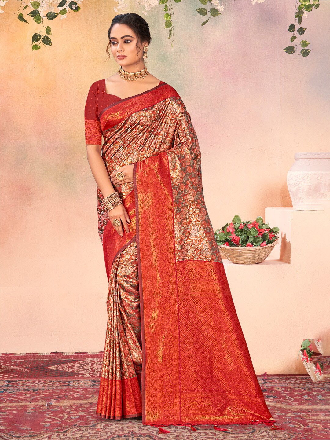 

Ishin Ethnic Woven Design Zari Kanjeevaram Saree, Red