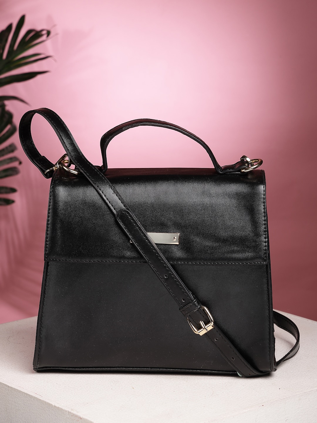 

Mast & Harbour PU Structured Satchel Bag, Black