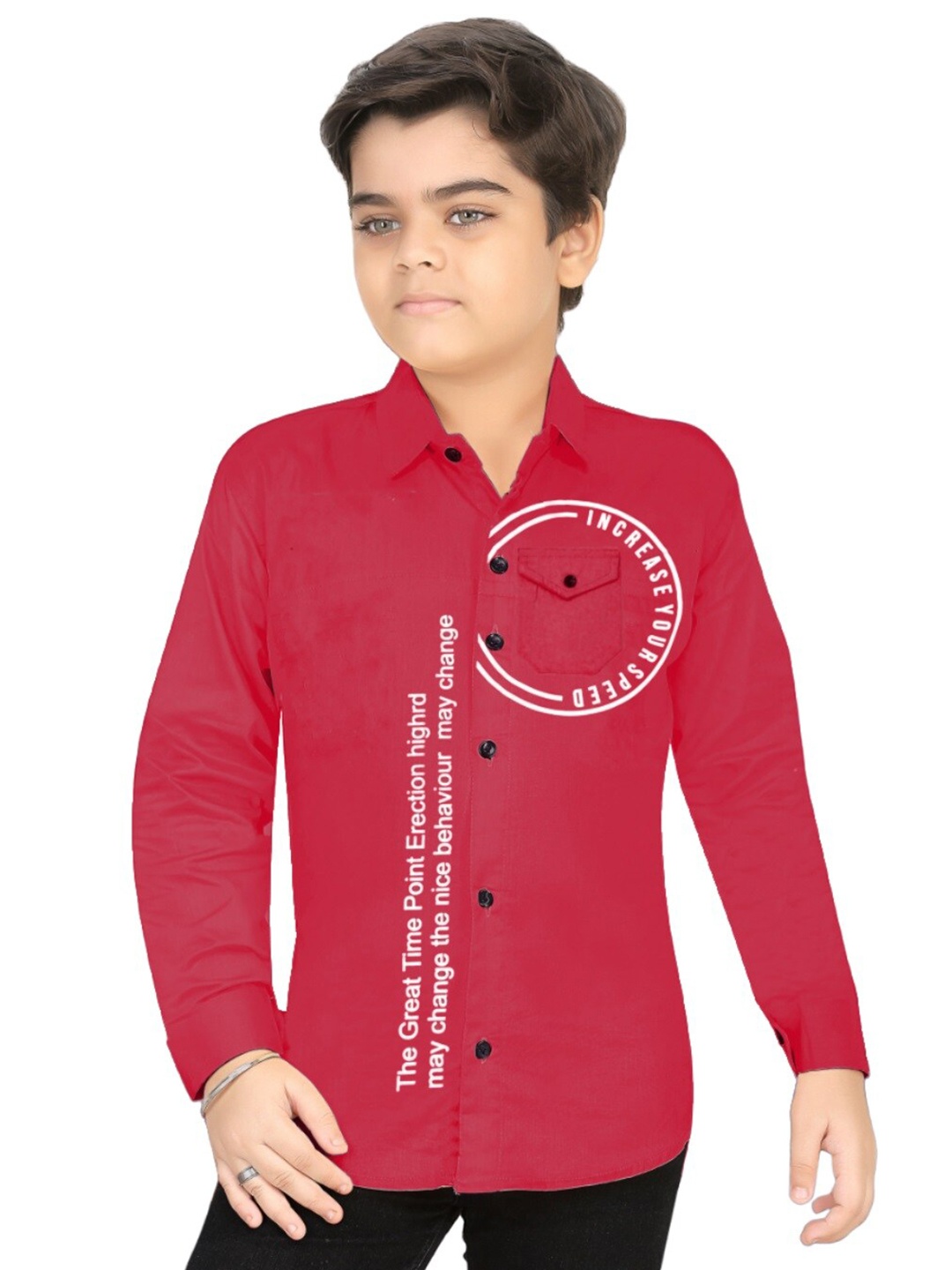 

BAESD Boys Modern Opaque Casual Shirt, Red