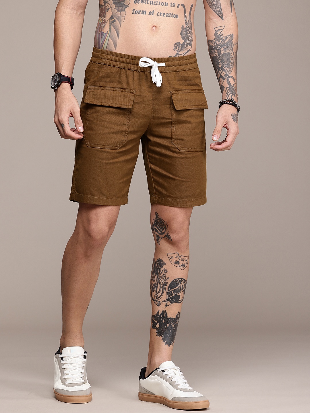 

The Roadster Life Co. Men Pure Cotton Shorts, Brown