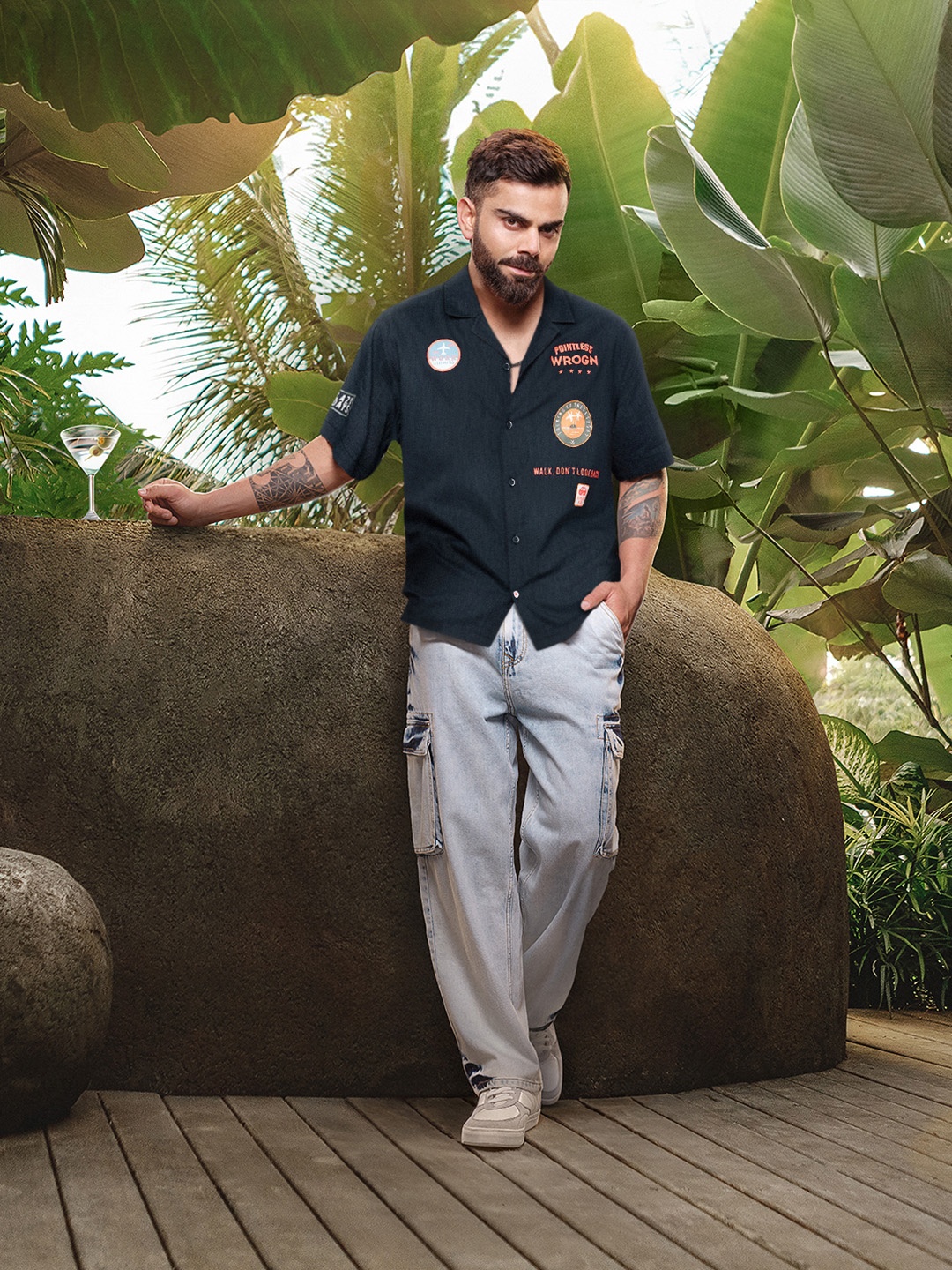 

WROGN Printed Resort Fit Casual Shirt, Navy blue