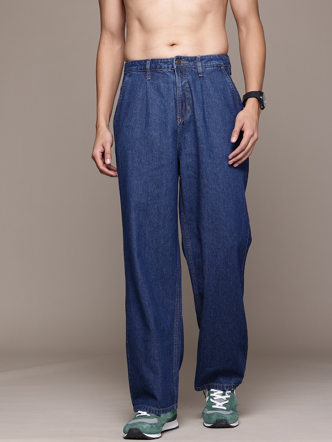 

Roadster The Life Co. Men Wide Leg Fit Pure Cotton Jeans, Blue