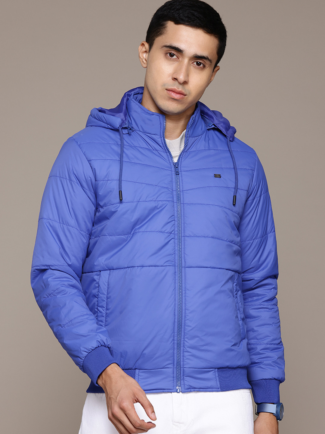 

The Roadster Lifestyle Co. Printed Hooded Padded Jacket, Blue