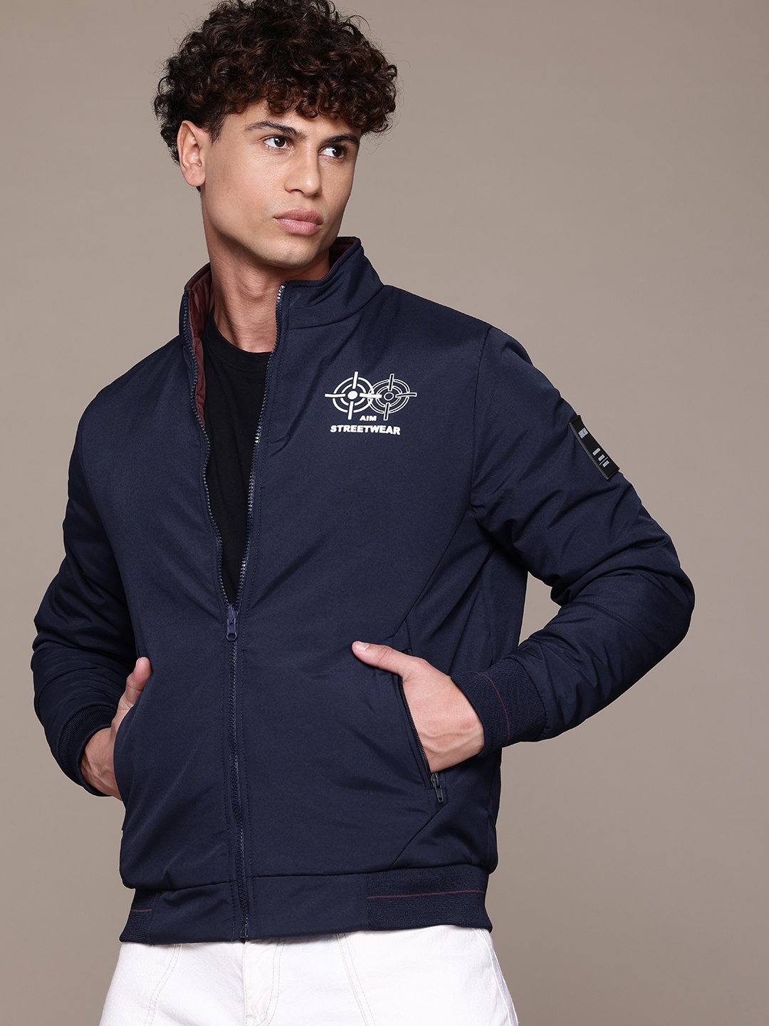 

The Roadster Lifestyle Co. Reversible Bomber Jacket, Navy blue