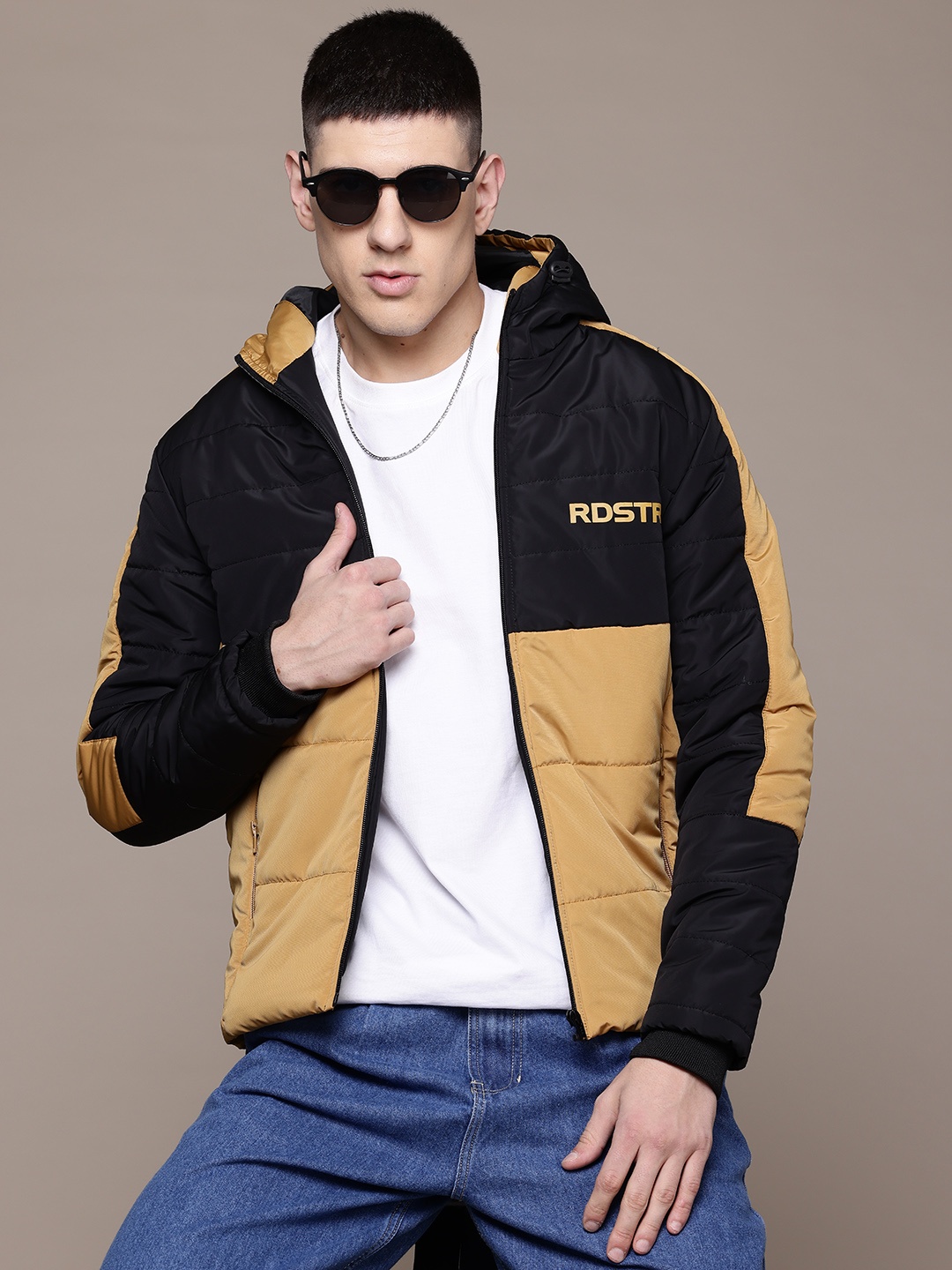 

The Roadster Lifestyle Co. Colourblocked Padded Jacket, Black
