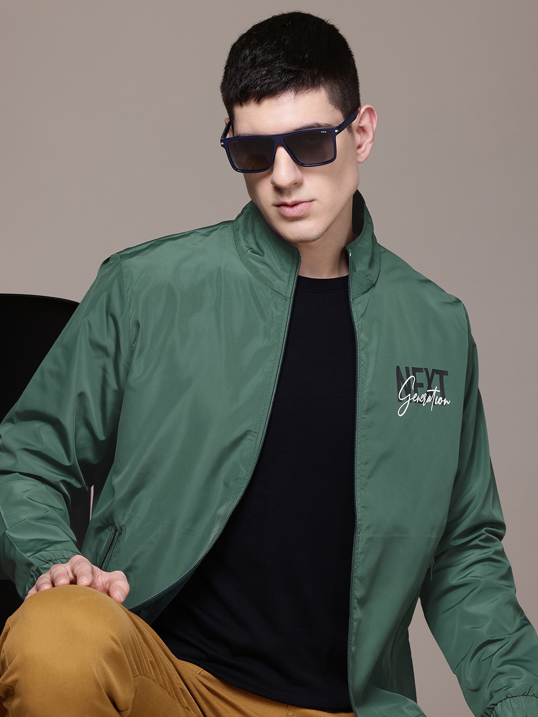 

The Roadster Lifestyle Co. Typography Print Tailored Jacket, Green
