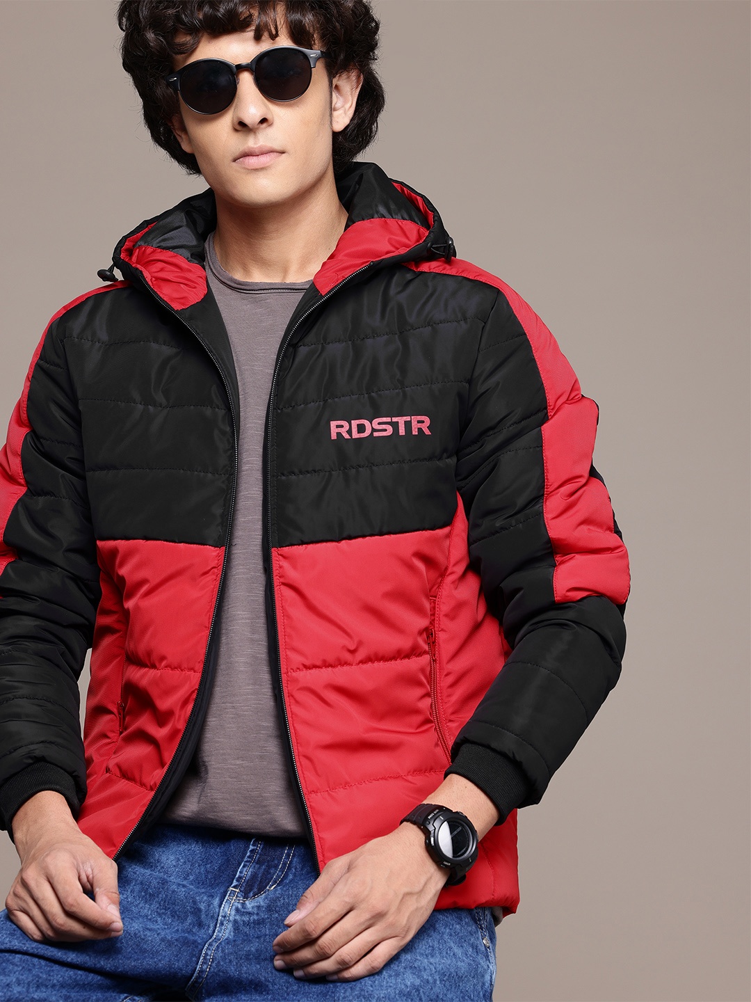 

Roadster Colourblocked Padded Jacket, Black