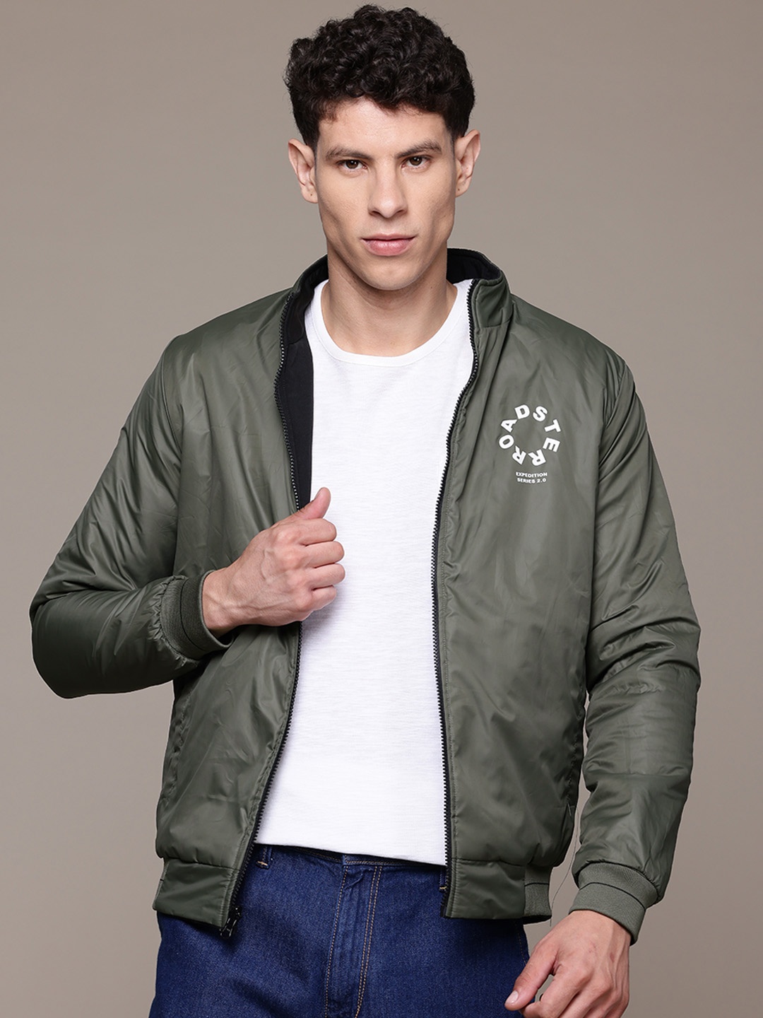 

The Roadster Lifestyle Co. Reversible Bomber Jacket, Olive
