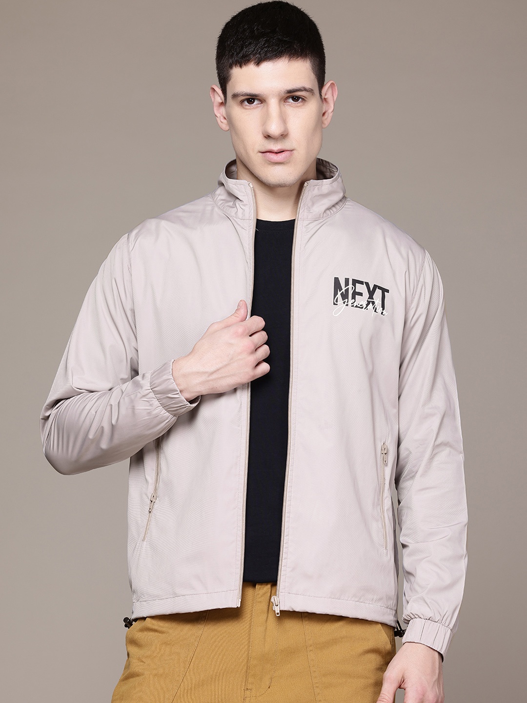 

The Roadster Lifestyle Co. Typography Print Tailored Jacket, Beige