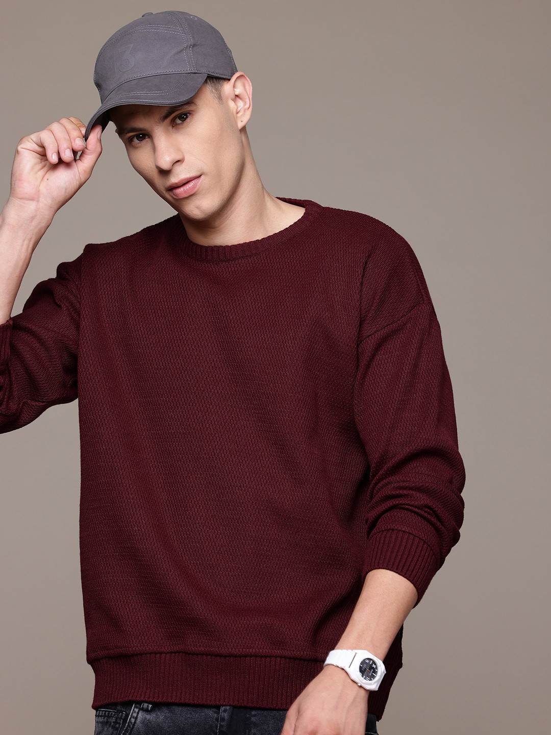 

Roadster Self Design Pullover, Burgundy