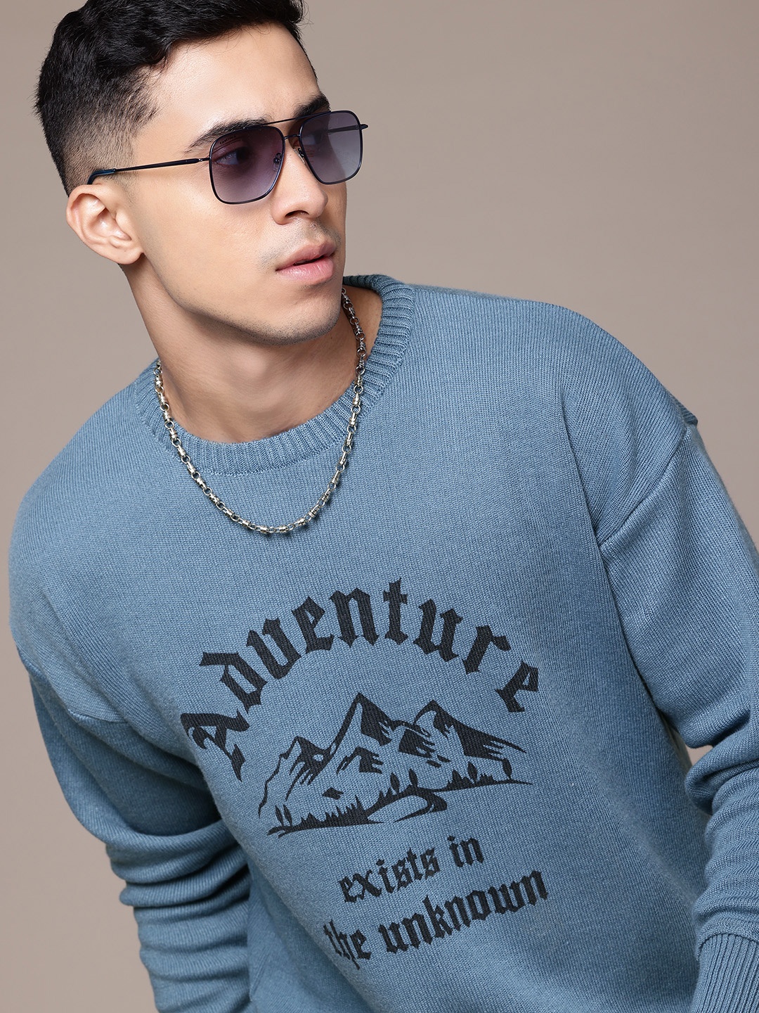 

The Roadster Lifestyle Co. Typography Printed Pullover, Blue