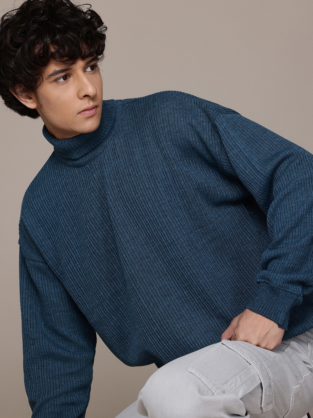 

The Roadster Lifestyle Co. Ribbed Turtle Neck Pullover, Teal