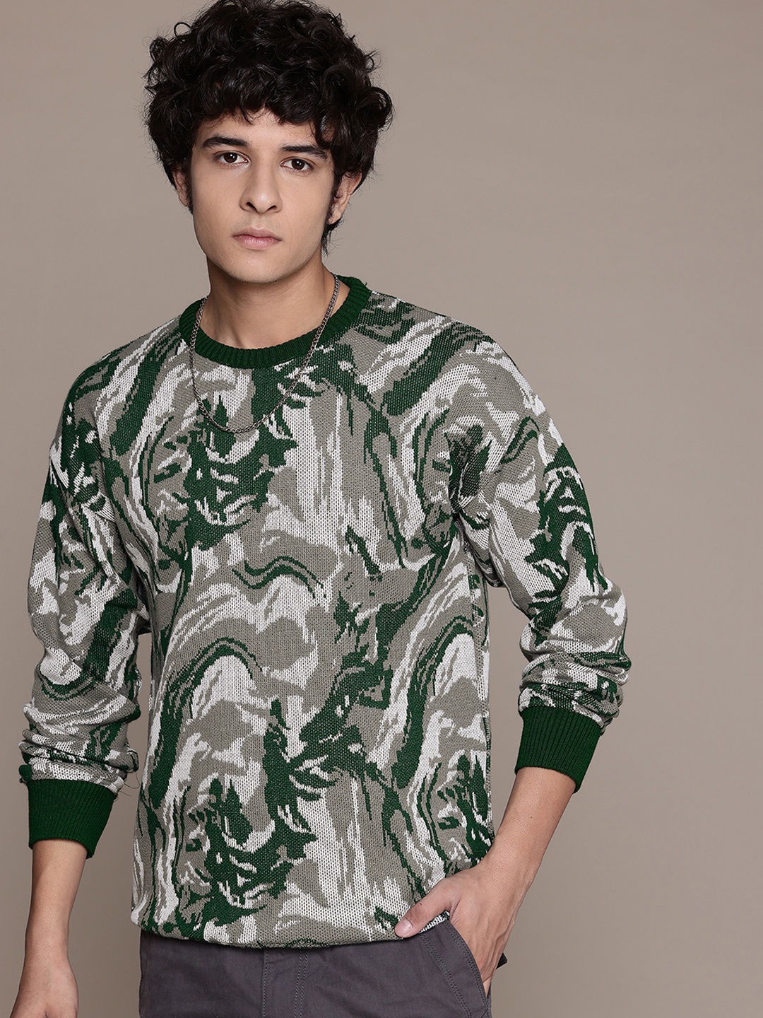 

The Roadster Lifestyle Co. Self Design Abstract Pullover, Green