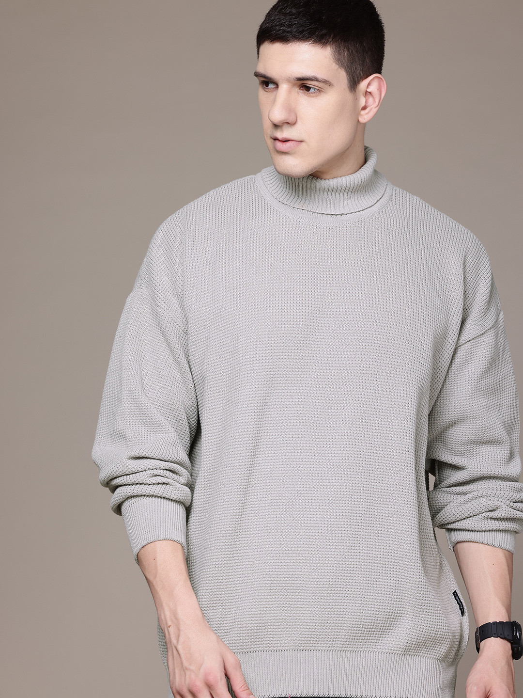 

The Roadster Lifestyle Co. Drop-Shoulder Turtle Neck Pullover, Grey