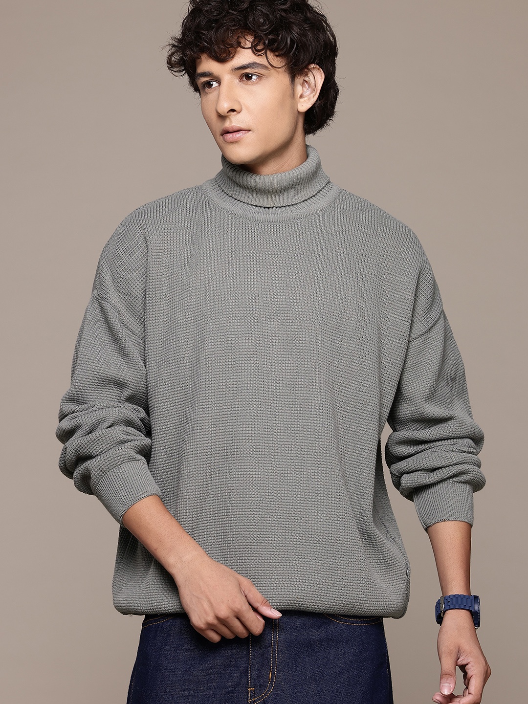 

The Roadster Lifestyle Co. Textured Turtle Neck Pullover, Grey