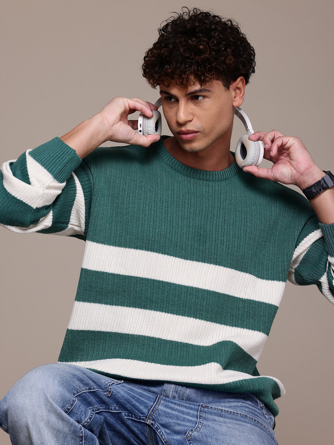 

The Roadster Lifestyle Co. Striped Pullover, Green