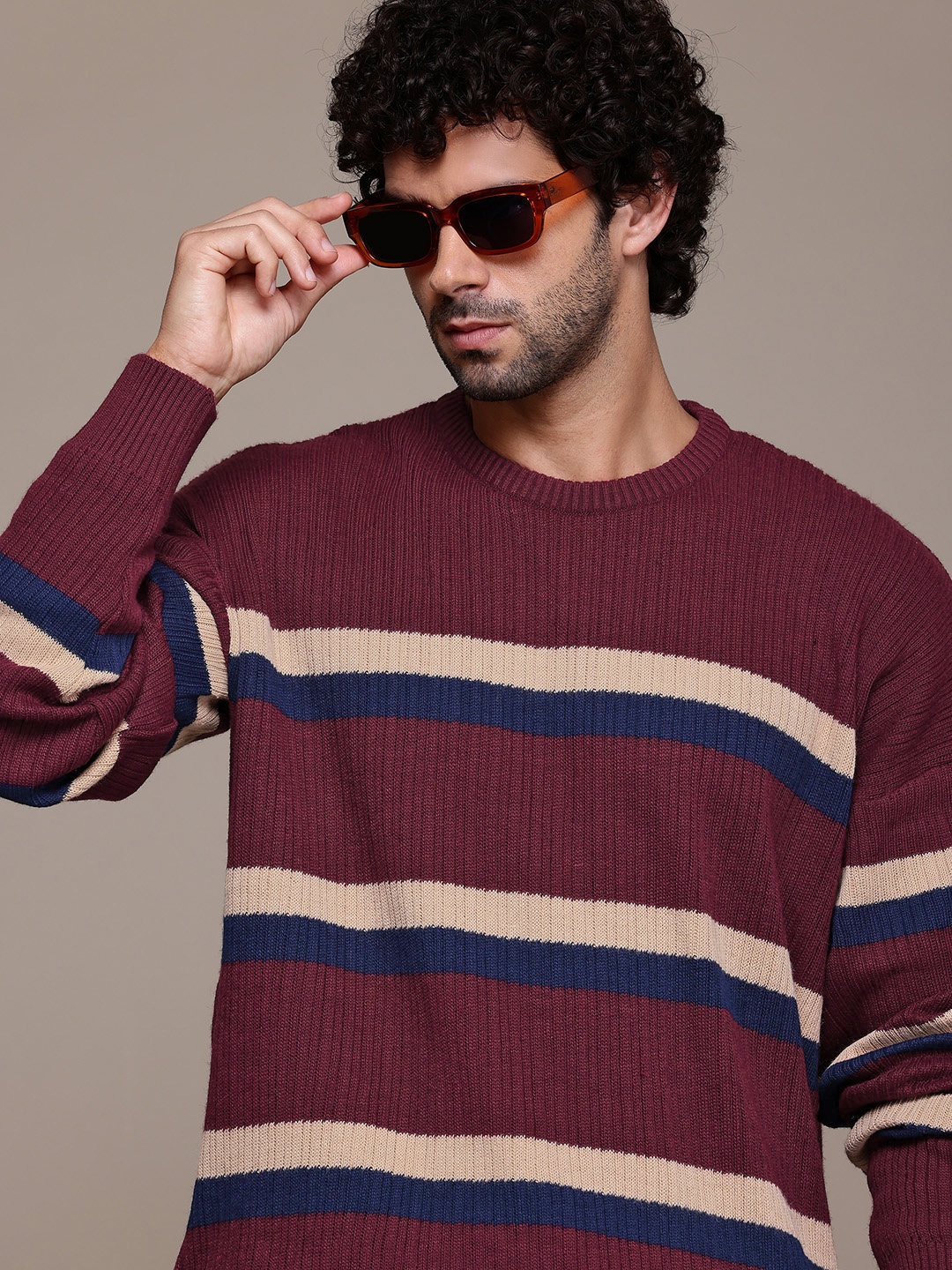 

The Roadster Lifestyle Co. Striped Pullover, Maroon