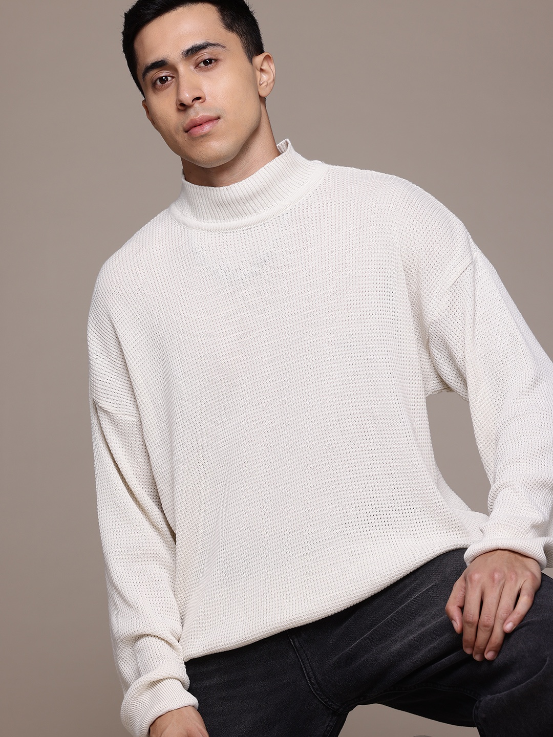 

The Roadster Lifestyle Co. Turtleneck Ribbed Pullover, Off white