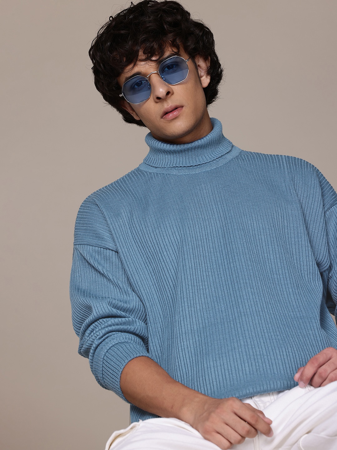 

Roadster The Lifestyle Co. Turtle Neck Ribbed Pullover, Blue